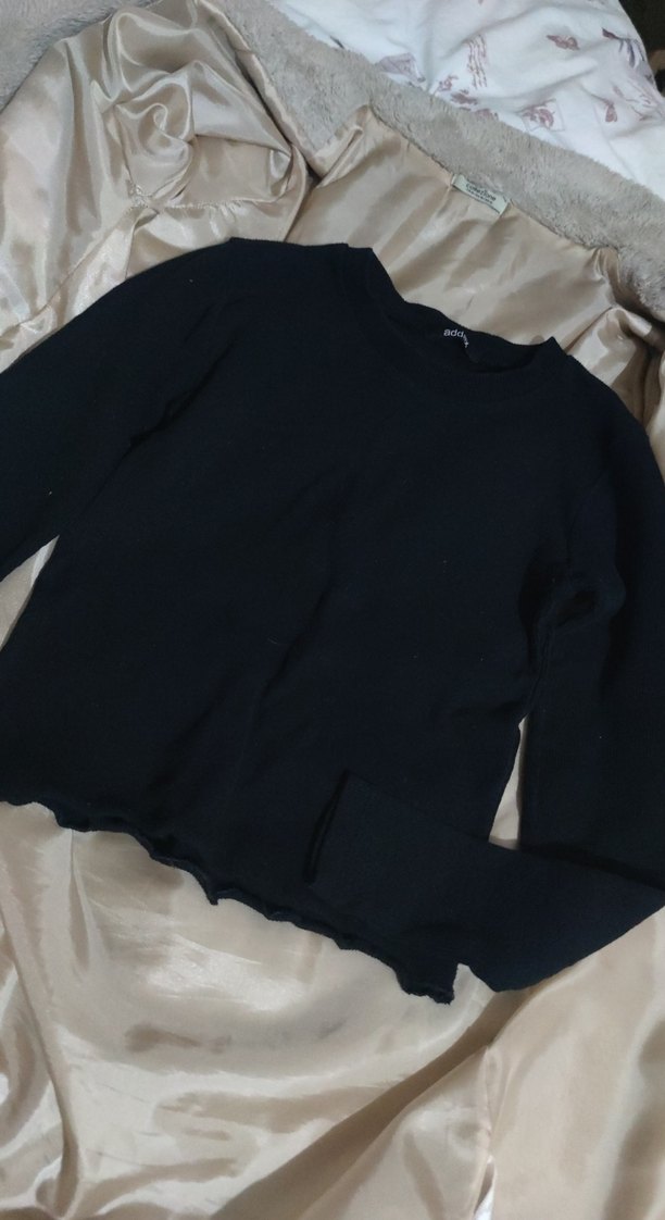Kadın Siyah Basic Salaş Sweatshirt crop - Görsel 2