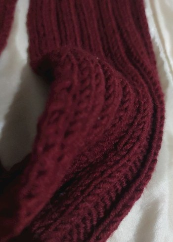 Bordo Örgü Kadın Şal - Görsel 2