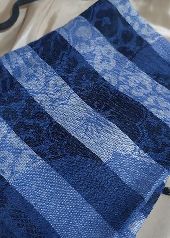 Kadın Mavi Pliseli Bohem Şal - Görsel 2