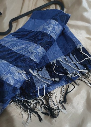 Kadın Mavi Pliseli Bohem Şal - Görsel 3