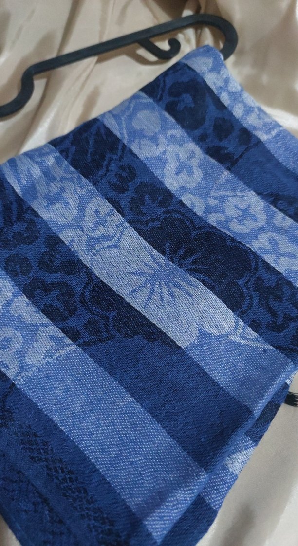 Kadın Mavi Pliseli Bohem Şal - Görsel 2