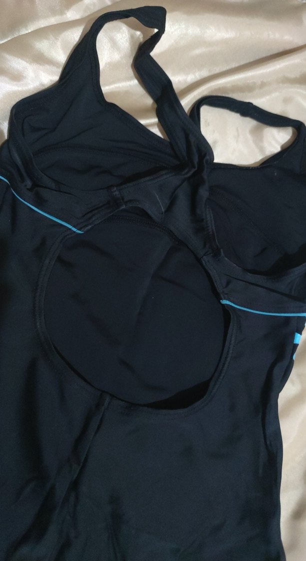 Mavi siyah  Baskılı Drapeli Kadın Mayo - Görsel 4