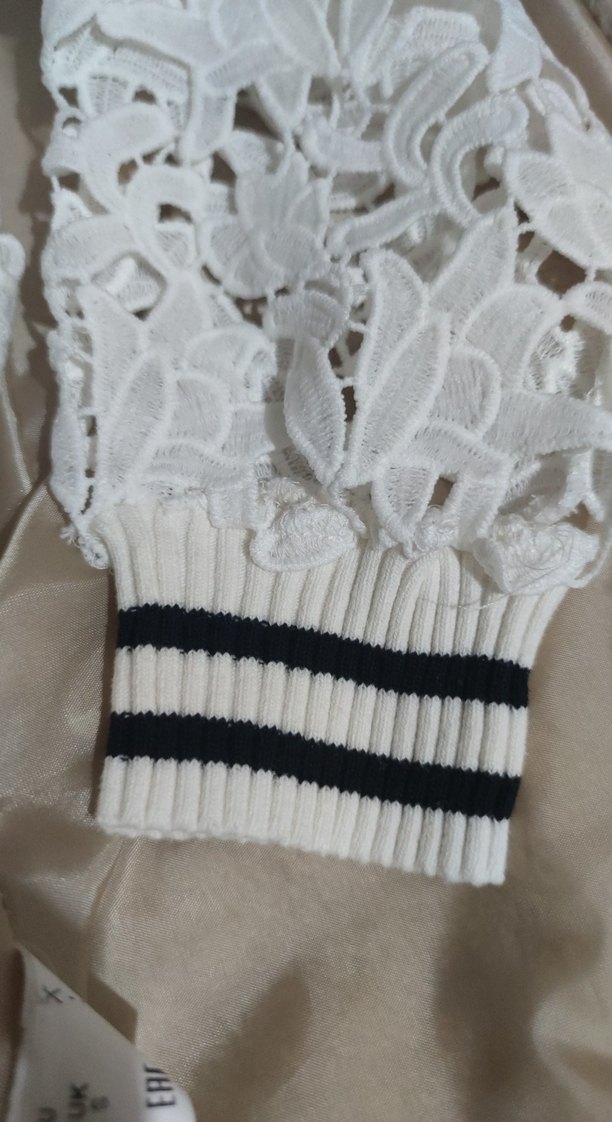 Dantel Detaylı Beyaz Midi Kadın Kumaş - Görsel 4