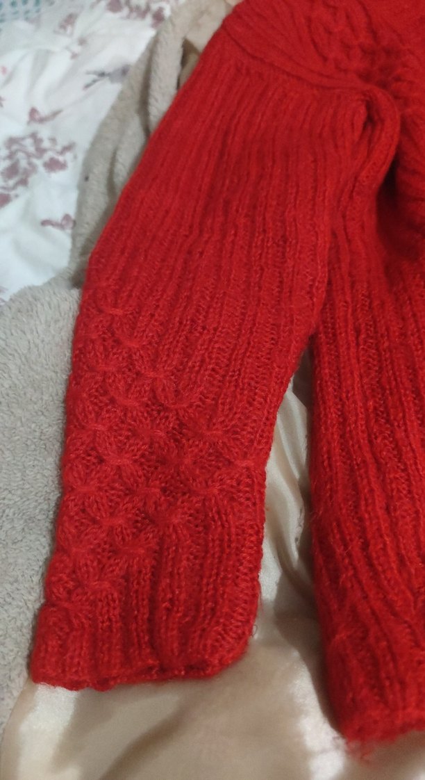 Kırmızı V Yaka Örgü Kadın Kazak - Görsel 5