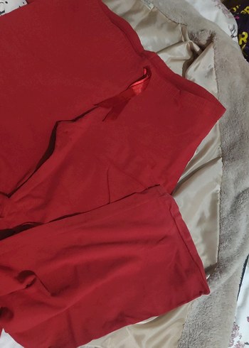 Kadın Kırmızı Desenli uzun Kollu Pijama Takımı - Görsel 3