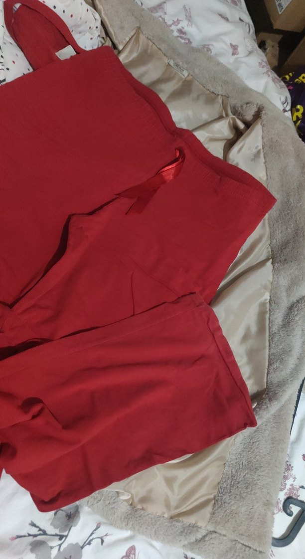 Kadın Kırmızı Desenli uzun Kollu Pijama Takımı - Görsel 3