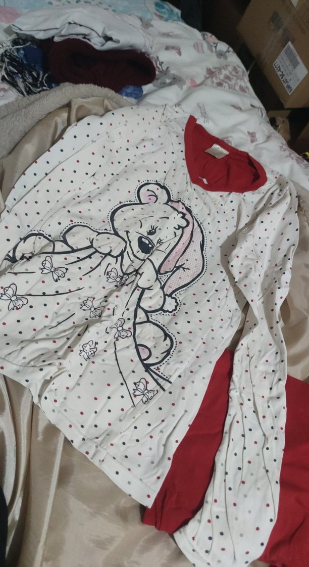 Kadın Kırmızı Desenli uzun Kollu Pijama Takımı - Görsel 2