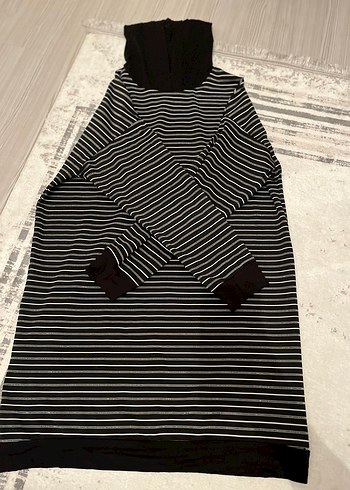 Çizgili Siyah Uzun Kol Tunik - Görsel 2