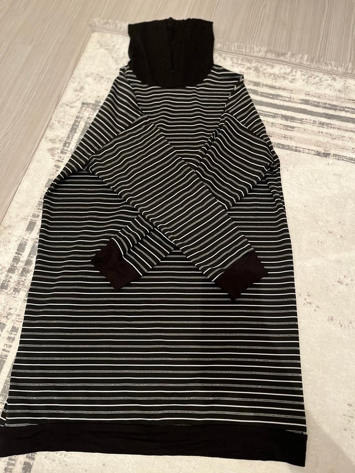 Çizgili Siyah Uzun Kol Tunik - Görsel 2