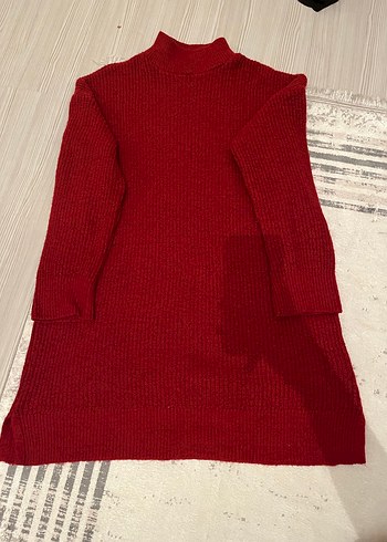 Kırmızı Kadın Boğazlı Örgü Triko Kazak - Görsel 2