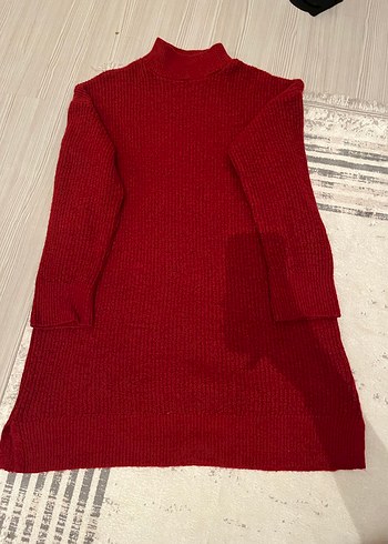 Kırmızı Kadın Boğazlı Örgü Triko Kazak - Görsel 3