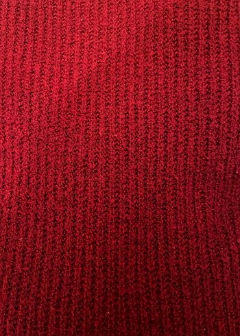 Kırmızı Kadın Boğazlı Örgü Triko Kazak - Görsel 5