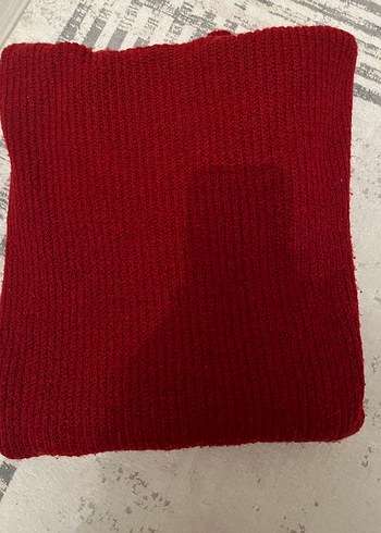 Kırmızı Kadın Boğazlı Örgü Triko Kazak - Görsel 4