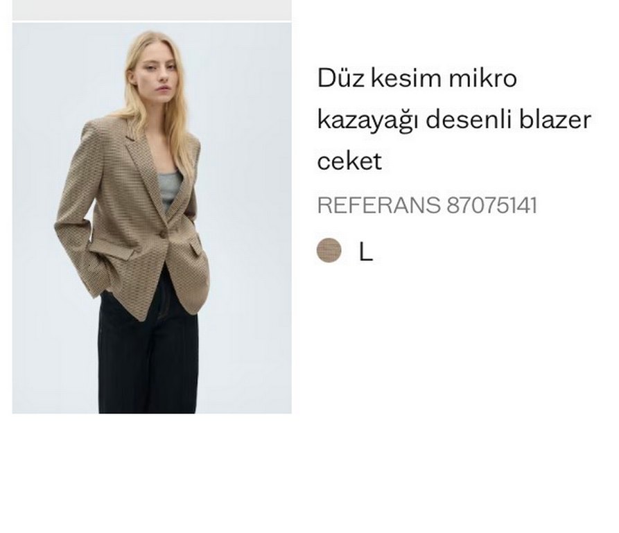 Kahve Ekoseli Düğmeli Kadın Blazer Ceket - Görsel 4