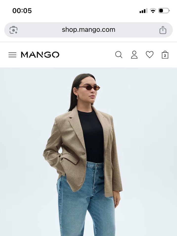 Kahve Ekoseli Düğmeli Kadın Blazer Ceket - Görsel 2