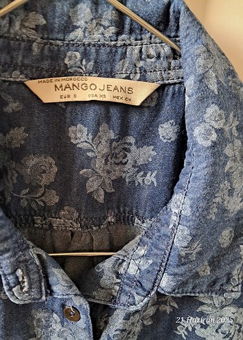 Mango Kadın Mango Kolsuz Denim Gömlek - Çiçek Desenli