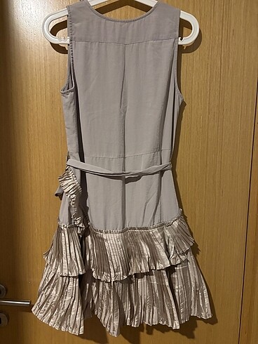 Bej mini elbise - Görsel 4