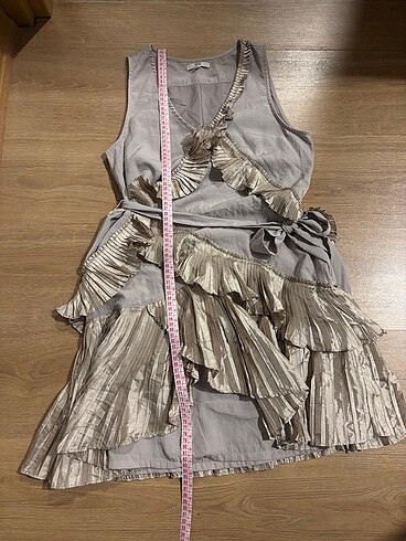 Bej mini elbise - Görsel 5