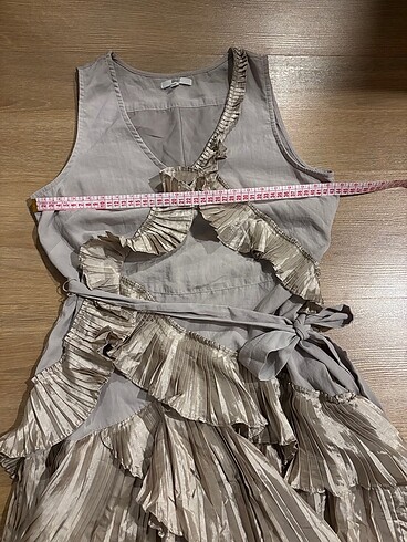 Bej mini elbise - Görsel 6