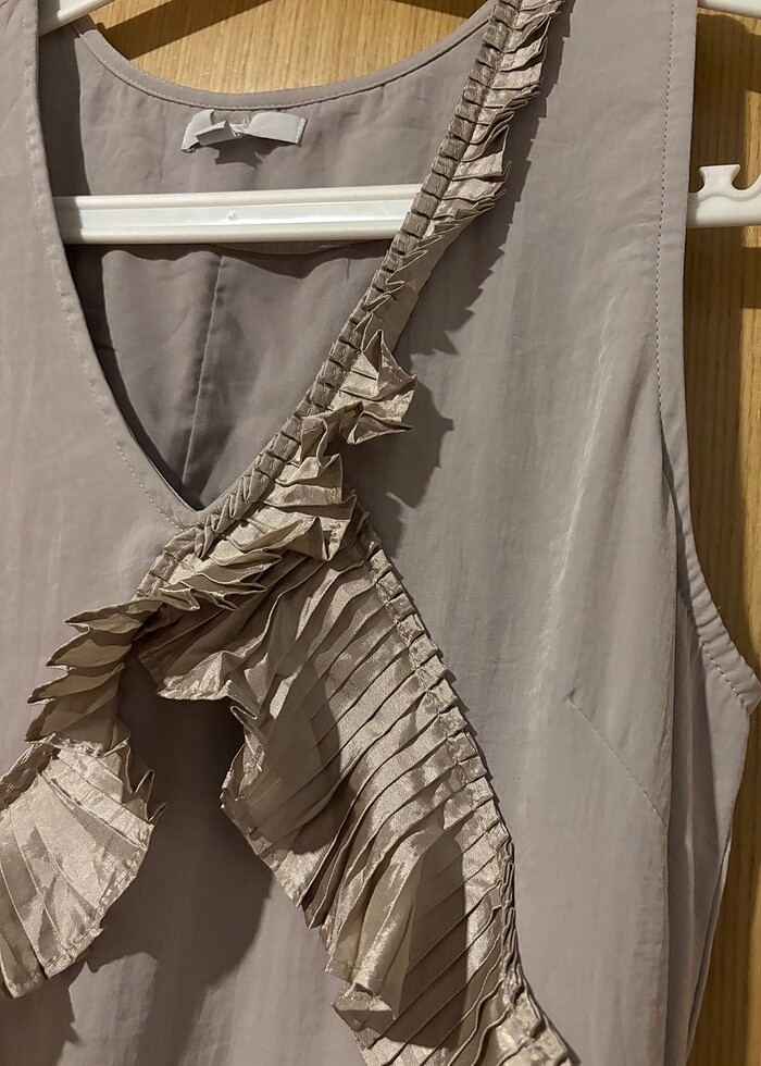 Bej mini elbise - Görsel 3