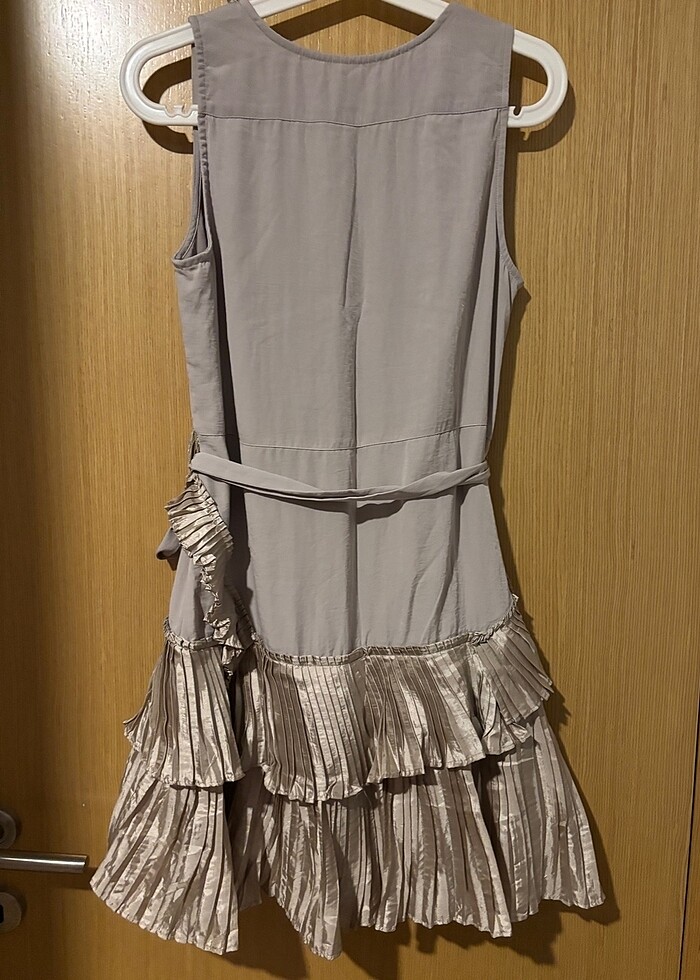 Bej mini elbise - Görsel 4