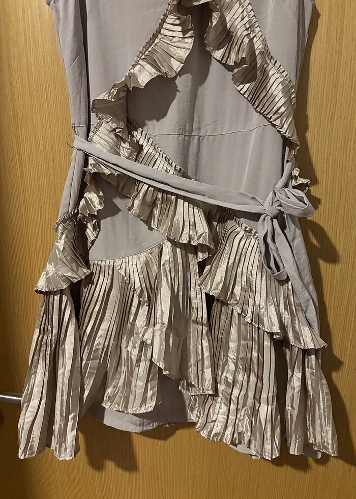 Bej mini elbise - Görsel 2