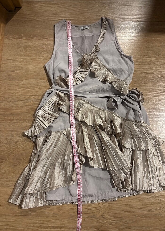 Bej mini elbise - Görsel 5