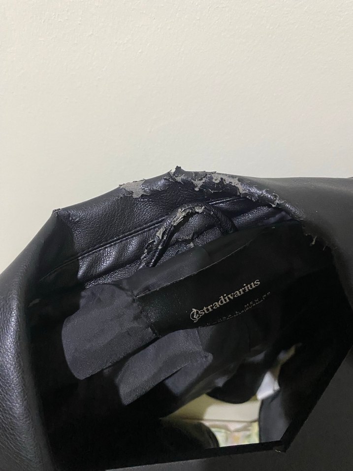 Siyah Kadın Deri Biker Ceket - Görsel 3