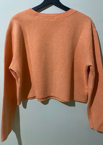 Turuncu Kadın Örgü Sweatshirt - Görsel 3