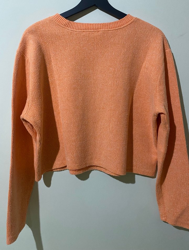 Turuncu Kadın Örgü Sweatshirt - Görsel 3