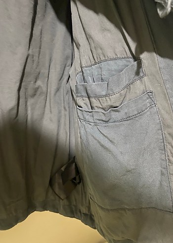 Gri Düğmeli Kadın Mont - Görsel 5