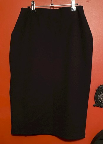 Siyah Düğmeli Uzun Kalem Etek - Görsel 2