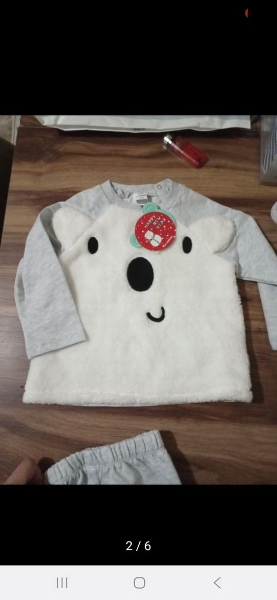 Gri Erkek Bebek Uzun Kollu Peluş Takım - Görsel 2