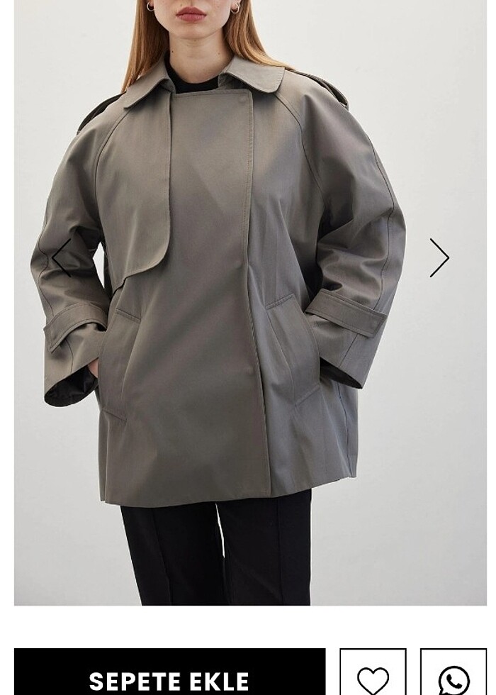 Manuka Oversize Kısa Trençkot Gri - Görsel 2