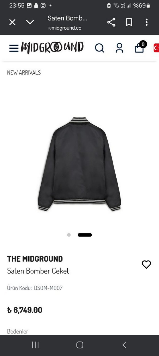 Midground Saten Siyah-Gri Kadın Bomber Ceket - Görsel 2