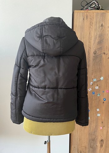 Topshop Siyah Fermuarlı Kadın şişme mont
