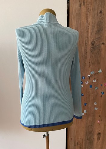 Benetton Mavi Yüksek Yakalı Triko çocuk hırka
