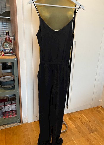 Siyah İnce Askılı Uzun Kadın Tulum - Görsel 3