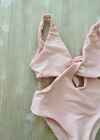 s Beden pembe Renk Pembe Askılı Mini Kadın Mayo