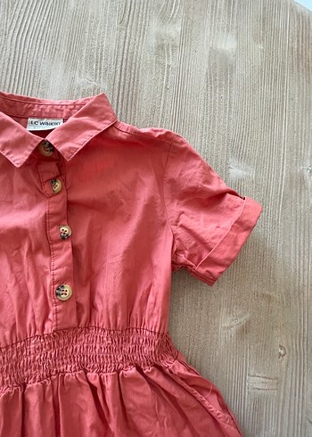 6 Yaş Beden pembe Renk Düğmeli Pembe Kız Çocuk Elbise
