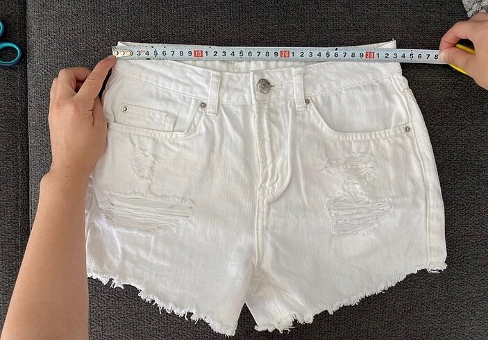 34 Beden Beyaz kot şort koton