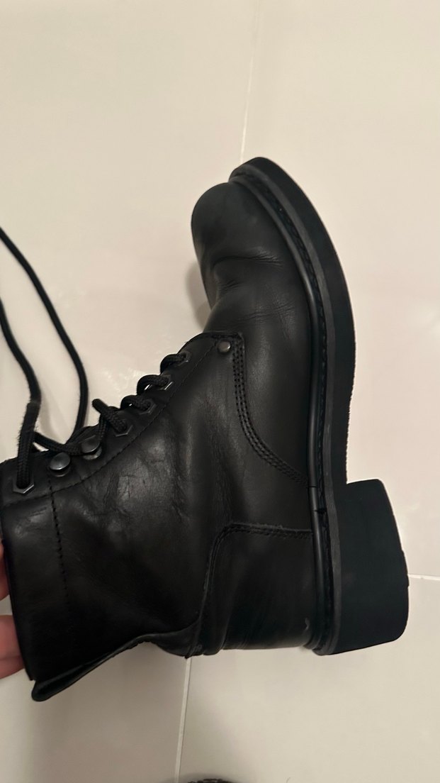 Siyah Deri Bağcıklı Erkek Bot - Görsel 5
