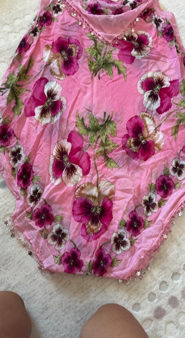 Çiçek Desenli Plah elbise tül - Görsel 2