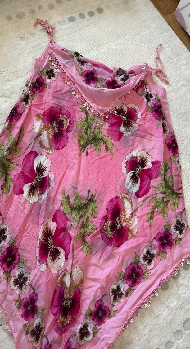 Çiçek Desenli Plah elbise tül - Görsel 5