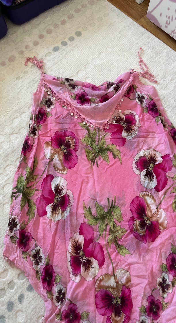 Çiçek Desenli Plah elbise tül - Görsel 3