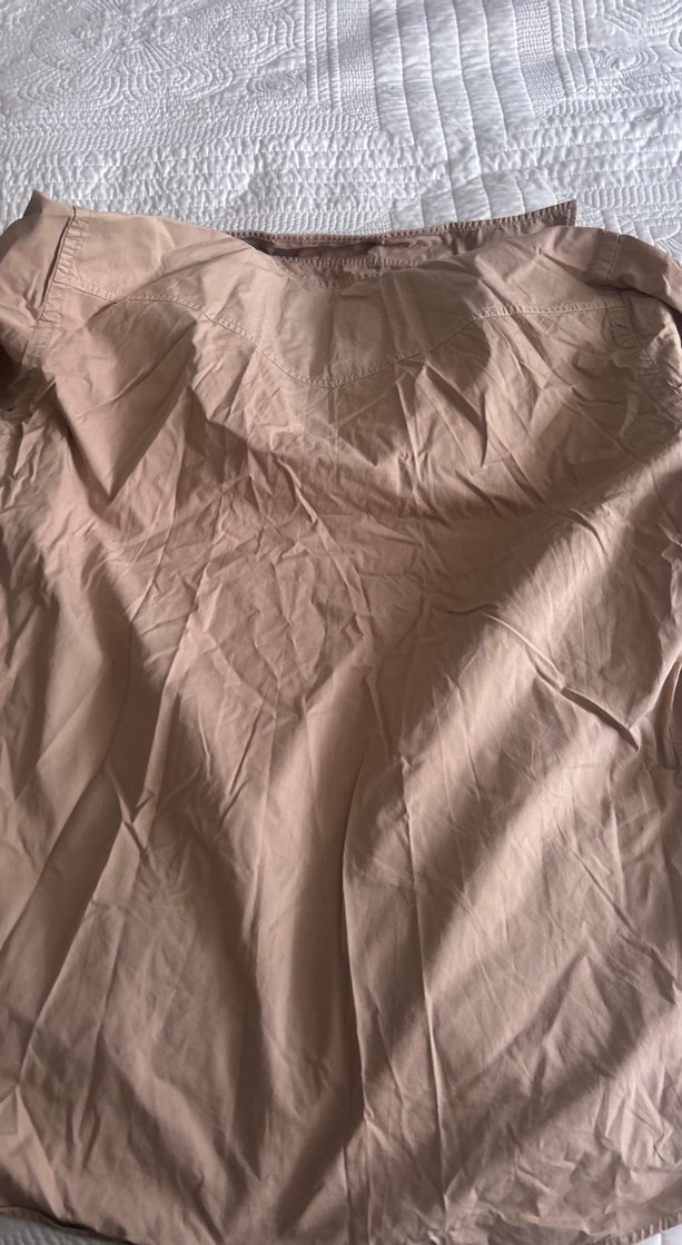 Bej Düğmeli Keten Erkek Gömlek - Görsel 3