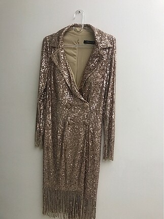 Pul Payetli Elbise gold renk