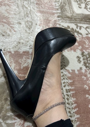 Siyah Minimalist Stiletto Topuklu Kadın Ayakkabı - Görsel 5