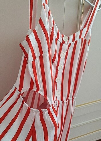 L beden çizgili elbise - Görsel 3