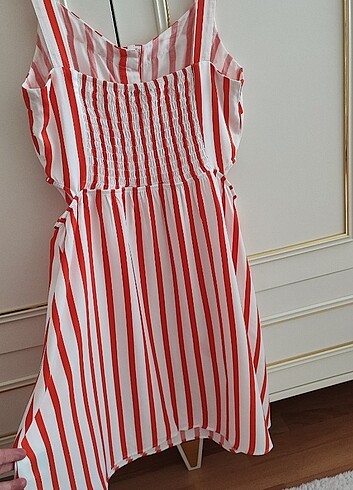 L beden çizgili elbise - Görsel 4